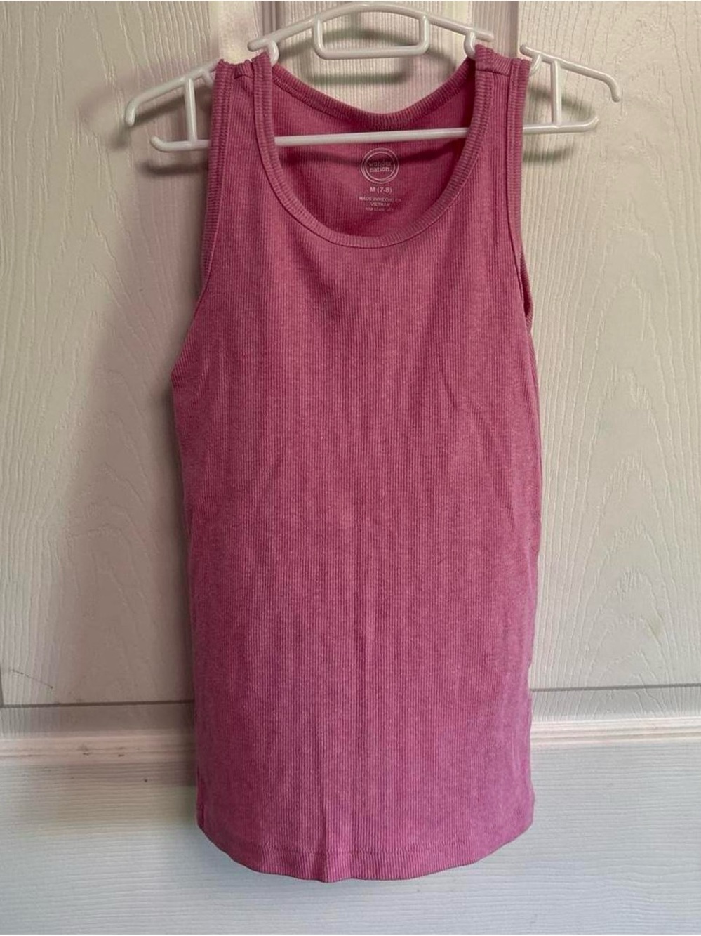 wonder nation Pink Ribbed Tank Top for Kids